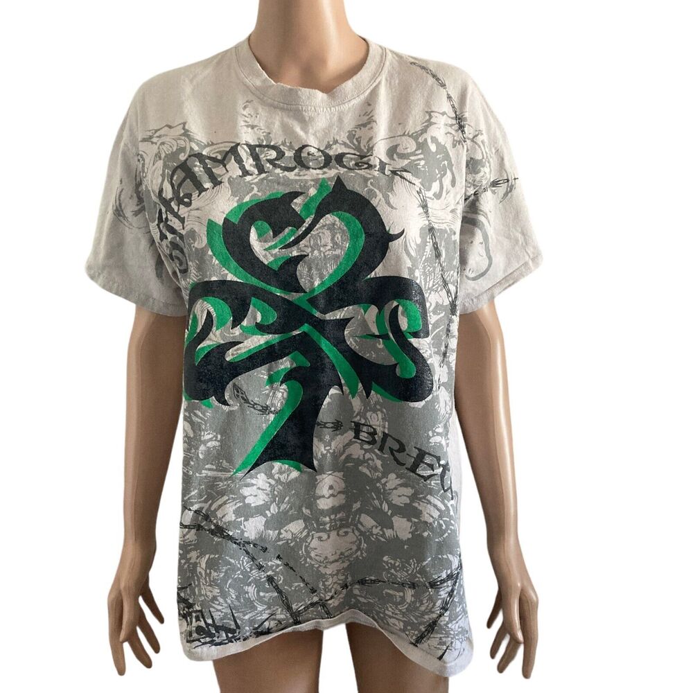 Shamrock Brewing Company Tshirt Mens Large Colorado Gray Green Clover